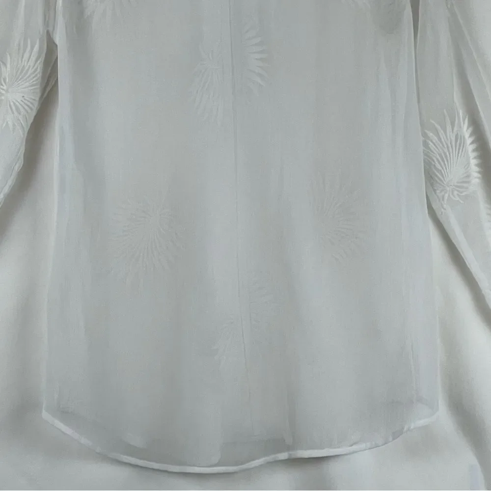 Vera Wang Sheer White Embroidered Tunic Top  NWOT Size S Bohemian